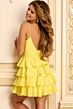 Jovani 46910 Ruffle Skirt Hot Fix V-Neck Dress
