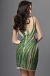 Jovani 40148 Sheer Neckline Fitted Nude Green Dress