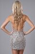 Jovani 40896 Halter Neckline Fitted Nude Silver Dress