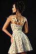 Jovani 44481 Feather Neck Tweed A-Line Dress