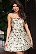 Jovani 48586 Ivory Gold Floral Sequin Strapless Dress