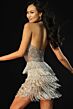 Jovani 49813 Beaded Fringe Skirt Halter Neck Dress