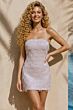 Jovani 52526 Strapless Straight Neckline Gold Fringe Dress
