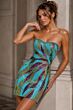 Jovani 52530 Turquoise Gold Fitted Strapless Dress