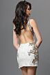 Jovani 53261 Open Back Floral Beaded White Gold Dress