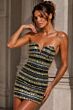 Jovani 53700 Striped Beadwork Black Gold Bodycon Dress