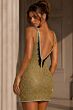 Jovani 54115 Plunging Neckline Beaded Mesh Black Gold Dress