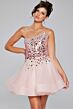 Jovani K42282 Glass-Beaded Bodice Pink Organza Dress