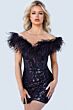 Jovani 22347 Feather Neckline Sequin Dress
