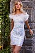 Jovani 22347 Feather Neckline Sequin Dress
