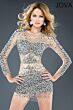 Jovani 7757 Sheer Mesh Crystal Beaded Crew Neck Dress