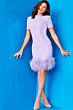 Jovani 08253 Feather Hem High Neck Dress