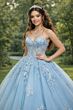 Jovani Q49712 Illusion Bodice Back Bow Quince Gown