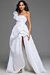Jovani 39796 High Slit Asymmetric Neck Wedding Dress
