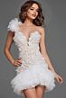 Jovani 42536 Asymmetric Neck Ruffle Hem Wedding Dress