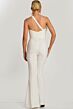 Jovani 47545 Floral Asymmetric Neck Flare-Leg Wedding Jumpsuit