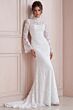 Jovani JB45767 High Neck Illusion Bell Sleeve Bridal Gown