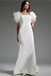 Jovani JB07433 Illusion Neckline Feather Sleeves Bridal Gown