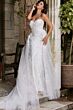 Jovani JB07452 3D Flowers Panel Train Wedding Gown