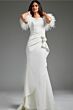 Jovani JB09153 Wrap Skirt Feather Sleeves Bridal Dress