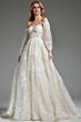 Jovani JB220004 Removable Sleeves Sheer Corset Bridal Dress