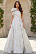 Jovani JB39218 Floral Shoulder Pleated Wedding Gown