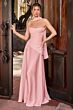 LaDivine 7432 Asymmetric Waist Draped Satin Bridesmaid Dress