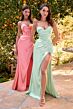 LaDivine 7483 High Slit Lace-Up Dress
