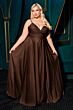 LaDivine 7485C High Slit Spaghetti Straps Dress