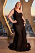LaDivine PT004 Asymmetric Neck Side Overskirt Dress