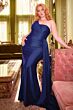 LaDivine PT004 Asymmetric Neck Side Overskirt Dress
