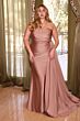 LaDivine PT004 Asymmetric Neck Side Overskirt Dress