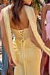 Ladivine CD383 Scoop Neck Draped Corset Bridesmaid Dress