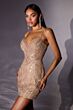 LaDivine CC501 Fitted Spaghetti Strap V-Neck Dress