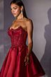 LaDivine CC502 Corset Bodice A-Line Peaked Neck Dress