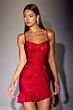 LaDivine CD2423 Ruffle Hem Fitted Lace-Up Back Dress
