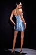 LaDivine CD645 Draped Skirt Fitted Lace-Up Back Dress