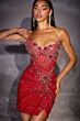 LaDivine CD646 Side Slit Fitted Strapless Corset Dress