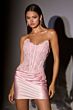 LaDivine CDS573 Draped Satin Skirt Scoop Neck Dress