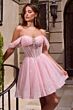 LaDivine CJ420 Sweetheart Neck A-Line Illusion Corset Dress