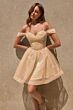 LaDivine CY024 Cold-Shoulder Flared Tulle Skirt Dress
