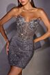 LaDivine KV1151 Beaded Illusion Corset Bodice Fitted Dress