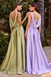 LaDivine 7446 High Slit Cowl Neck Dress