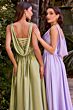 LaDivine 7446 High Slit Cowl Neck Dress