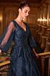 LaDivine CD0101 Sheer Sleeve Beaded A-Line Dress