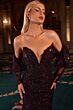 LaDivine CDS545 Plunging Neck Trumpet Sequin Dress