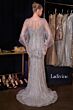 LaDivine CD637 Corset Bodice Cape Sleeve Silver Dress