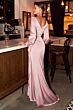 LaDivine Dress 7478 Bishop Sleeve Side Drape Evening Dress