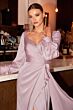 LaDivine Dress 7478 Bishop Sleeve Side Drape Evening Dress