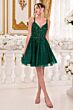 LaDivine Dress 9245 Spaghetti Strap V-Neck Short Dress
